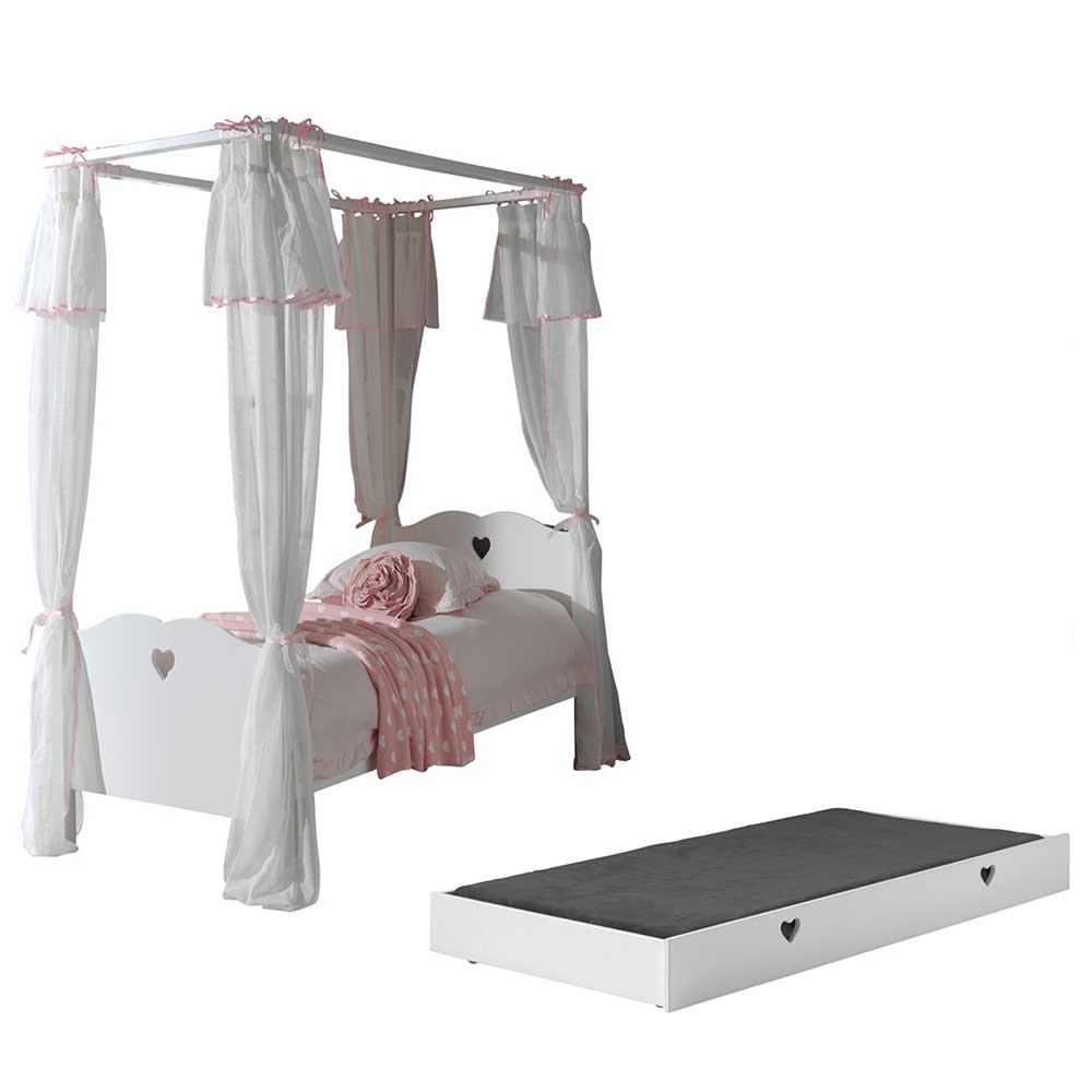 Kinderzimmer Himmelbett Ciomore mit Herz Motiv in Weiß