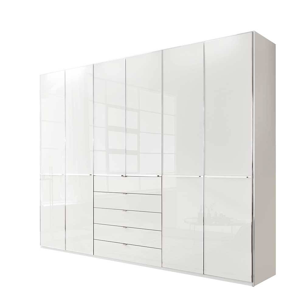 Kleiderschrank weiß Bean in modernem Design Front glasbeschichtet