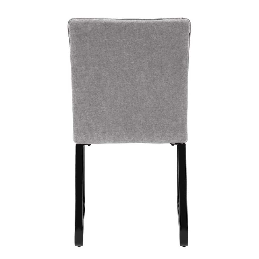 Stühle Webstoff Esstisch in Maxima Schwarz Metall aus und und Hellgrau