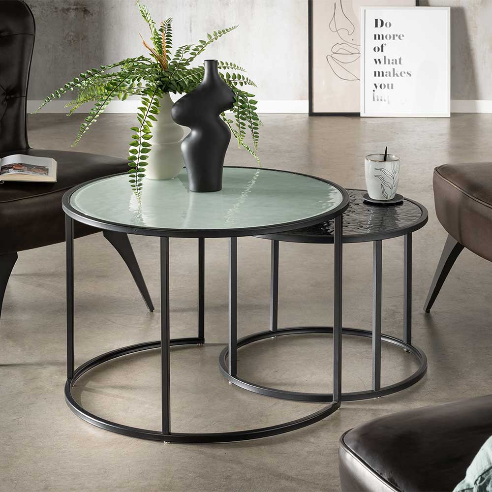 Sofa Tisch Set Runco in modernem Design mit Ringgestell (zweiteilig)