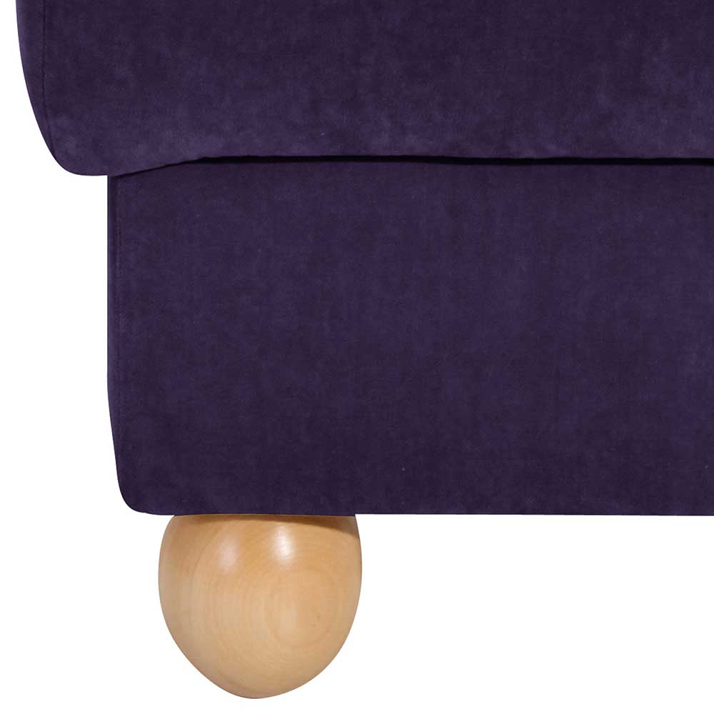 Landhaus Velours Hocker Soera in Violett und Buchefarben