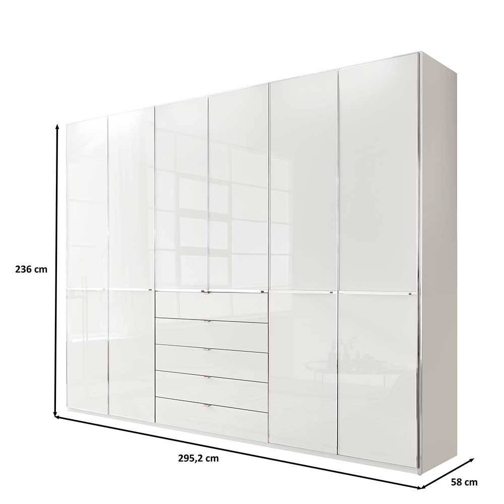 Kleiderschrank weiß Bean in modernem Design Front glasbeschichtet