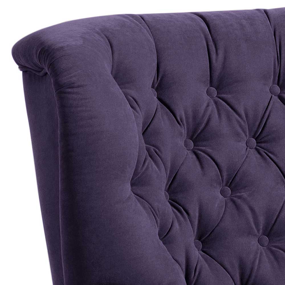 Chesterfield Polstersessel Walentina in Violett mit Velours Bezug