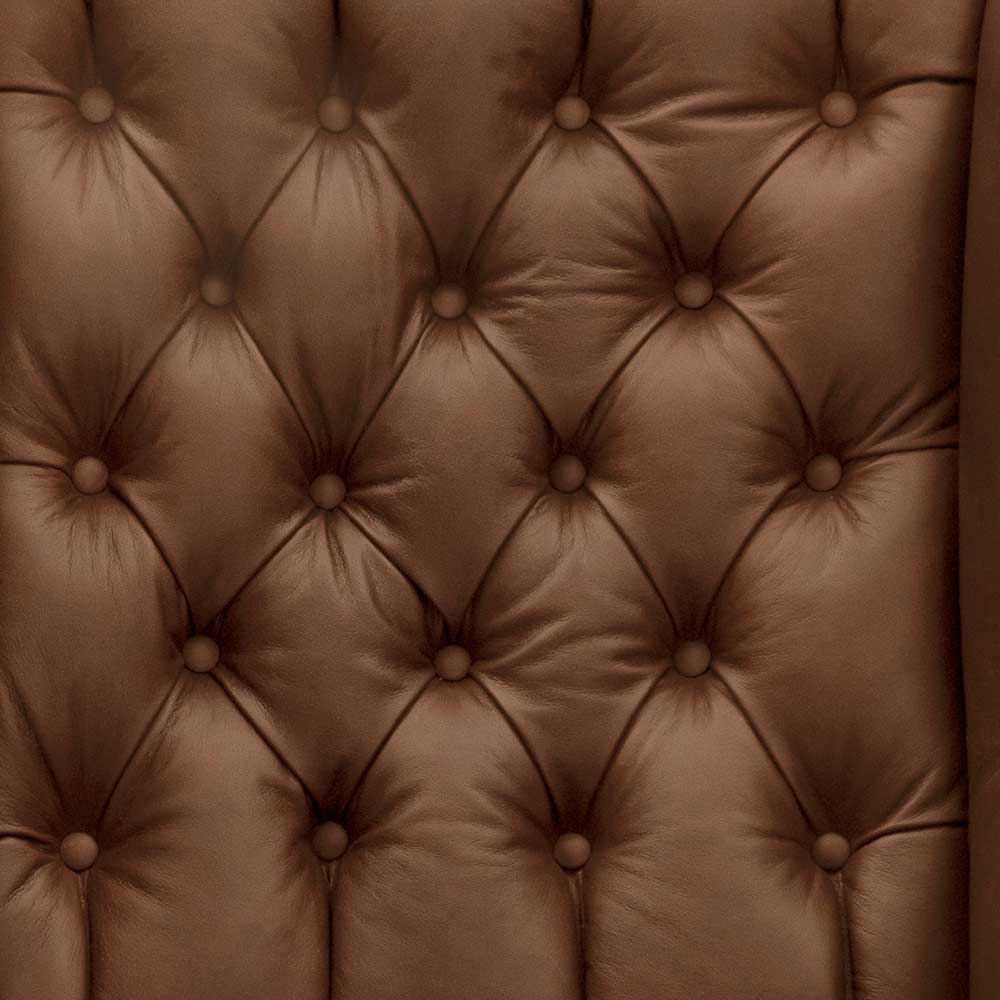 Chesterfield Look Kaminsessel Holdin in Cognac Braun aus Echtleder