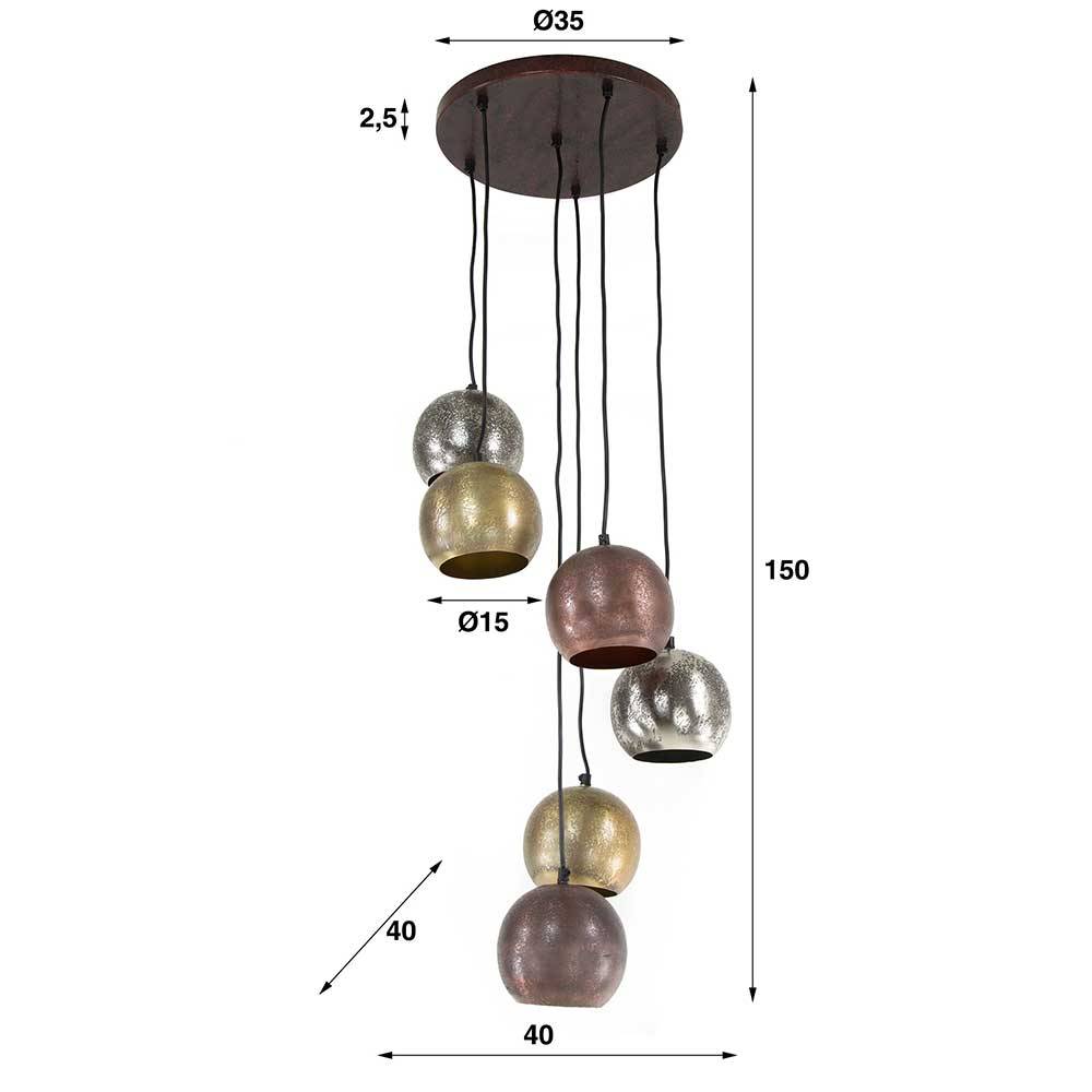 Mehrfarbige Pendelleuchte Feregato in modernem Design aus Metall