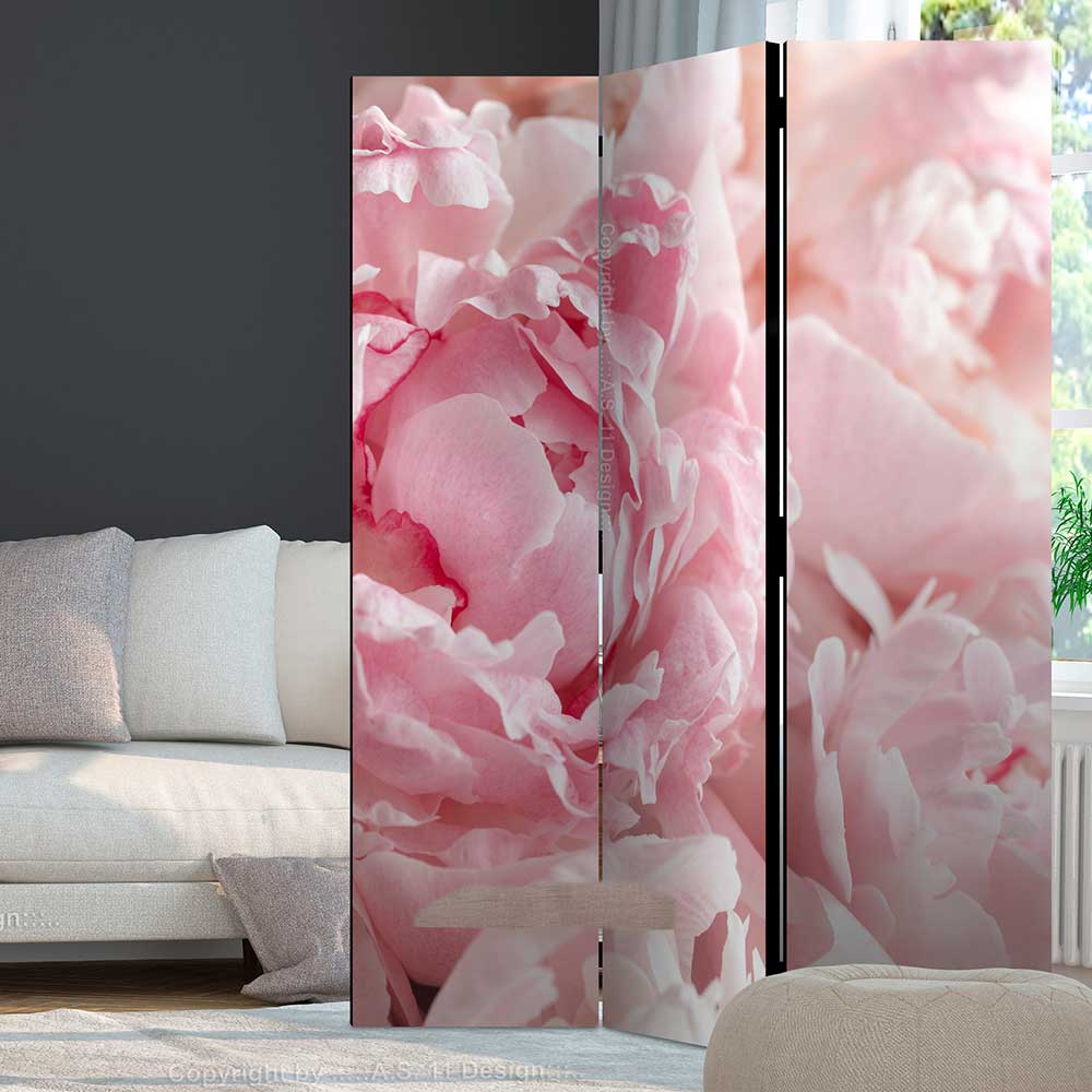 Spanische Wand Maylon in Rosa und Pink mit Pfingstrosen Motiv