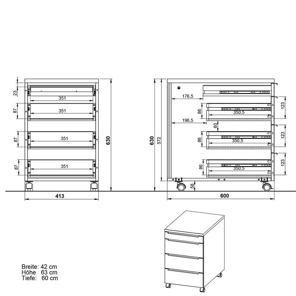 Home Office Möbel Kalastania Made in Germany in Weiß (dreiteilig)