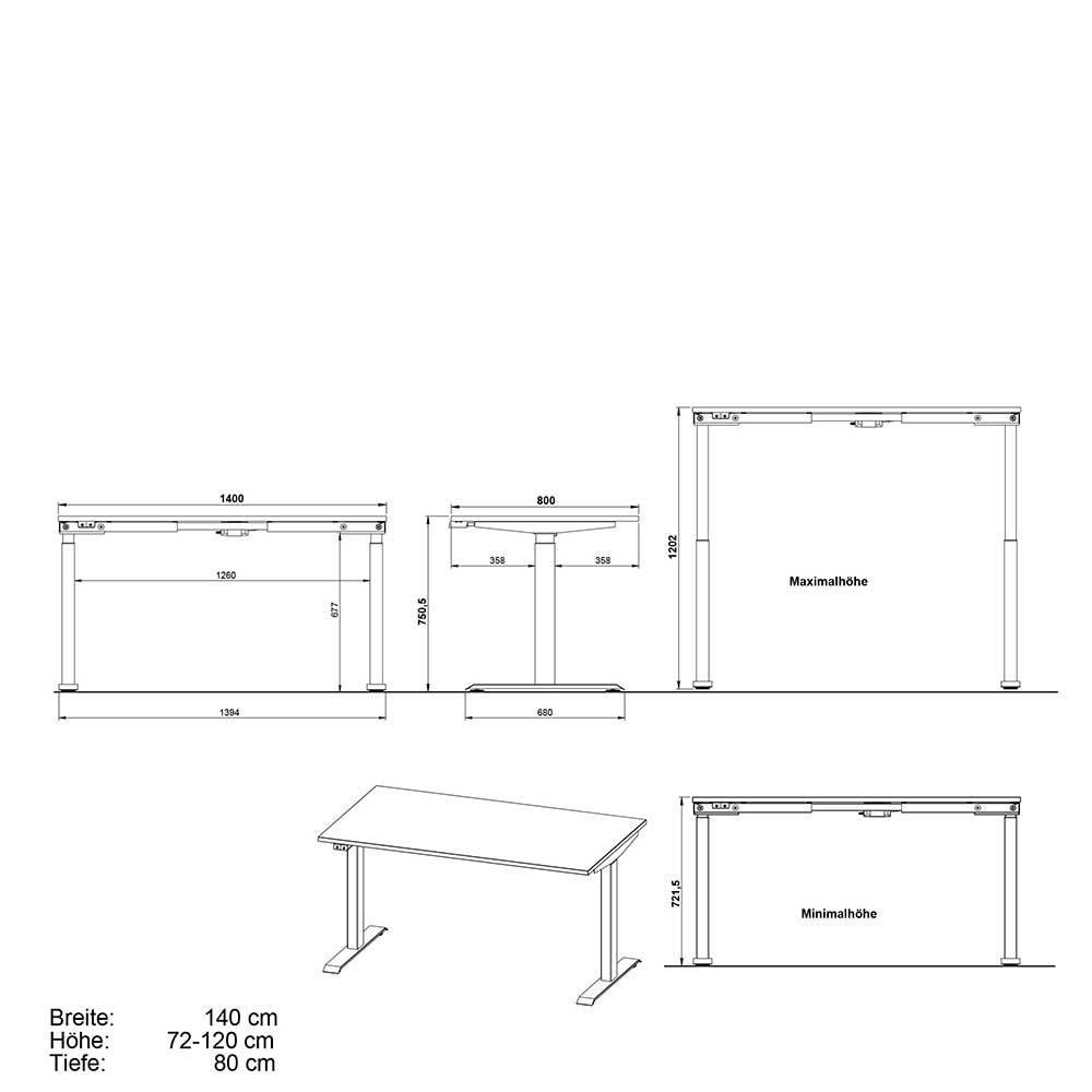 Büroausstattung Abby in modernem Design - Dunkelgrau (dreiteilig)