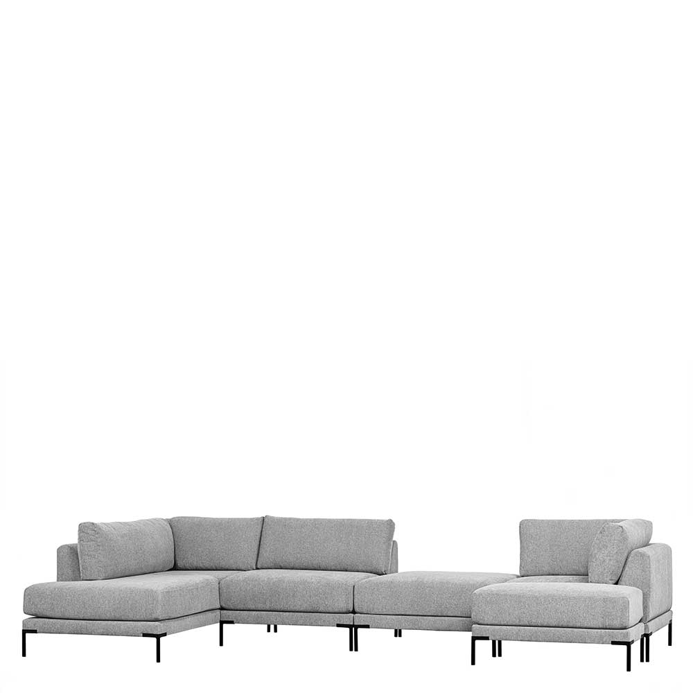 Hellgraues Modul Sofa Element Kahilke 100 cm breit mit Vierfußgestell aus Metall