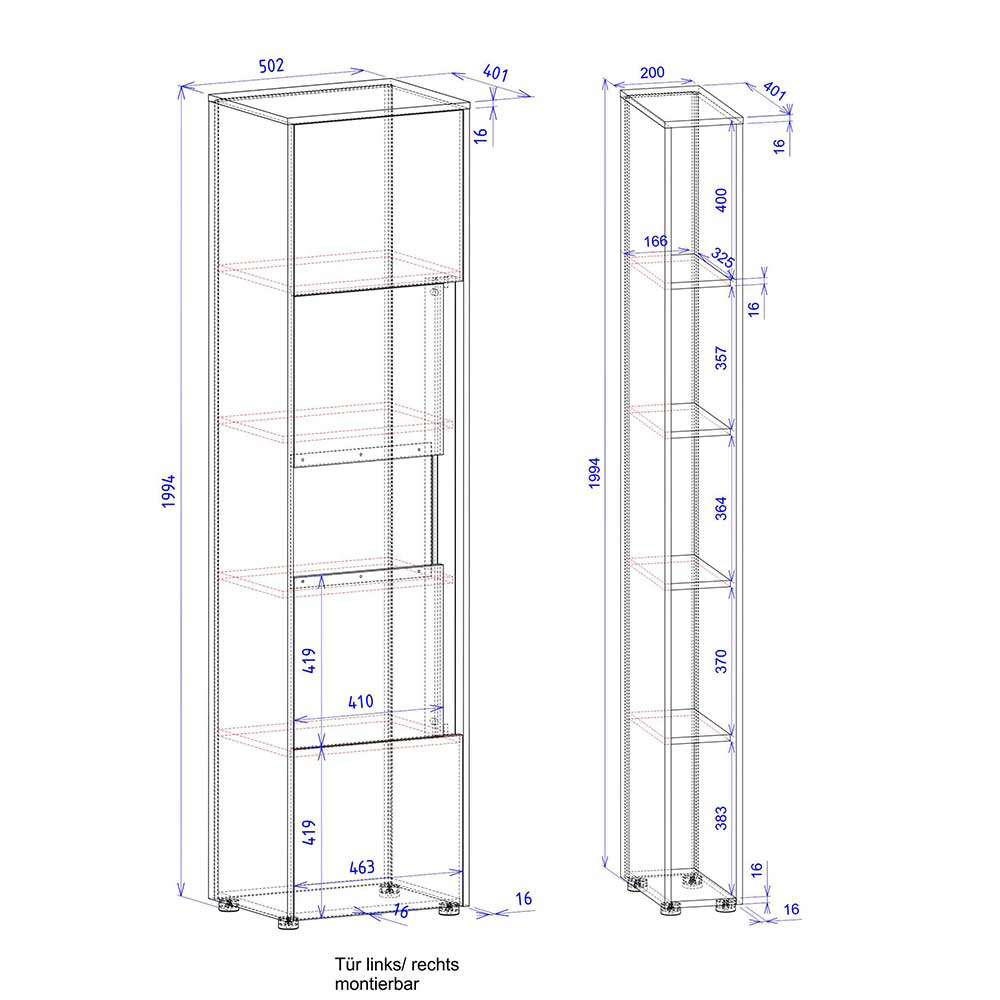 Aktenschrank Kombination Uzniana in Anthrazit 200 cm hoch (zweiteilig)