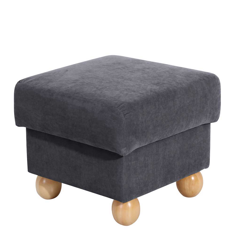 Sessel optional mit Hocker Ricana in Anthrazit aus Velour