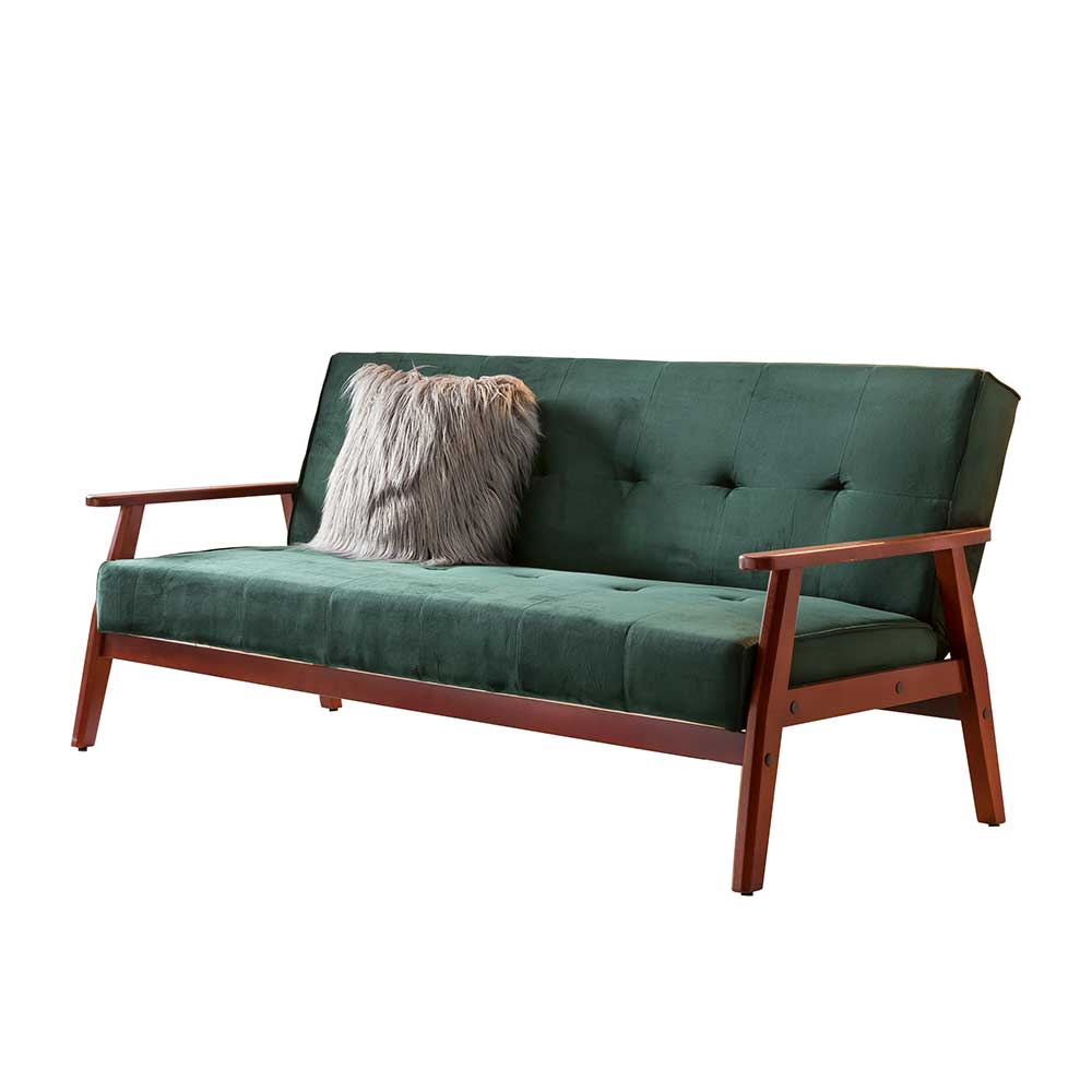 Samt Zweisitzer Sofa Schlaffunktion mit Dunkelgrün in Liyadiro