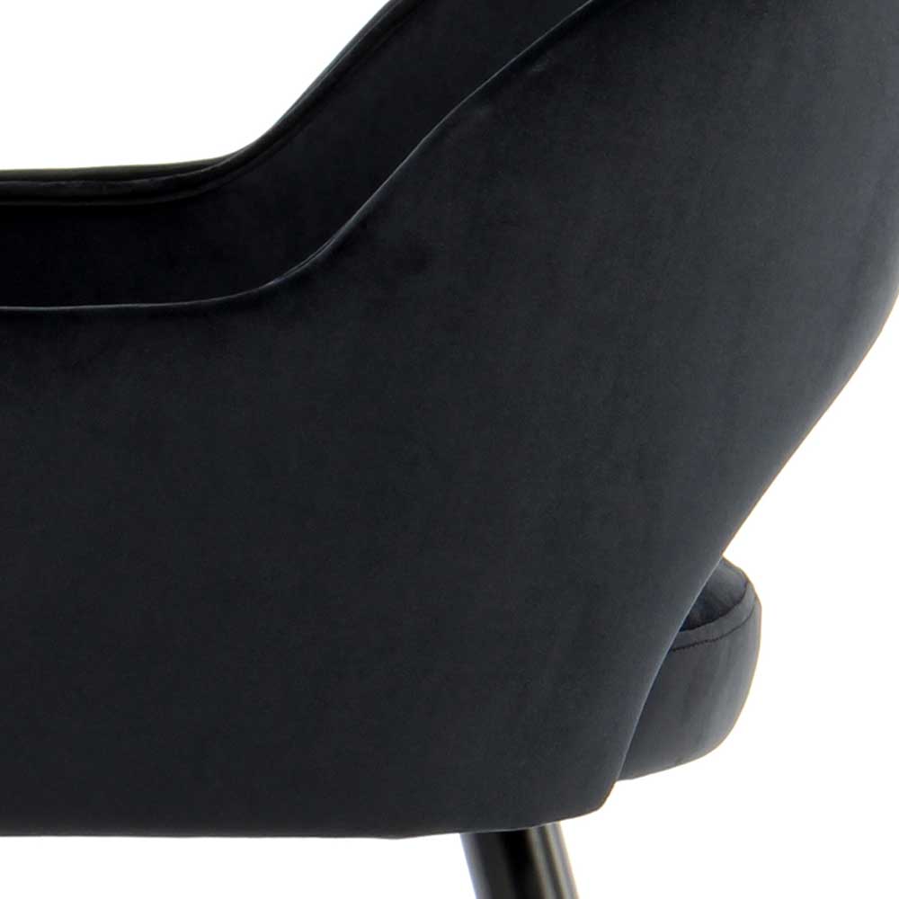 Esszimmer Polsterstühle Catama in Schwarz Samt im Retro Design (2er Set)