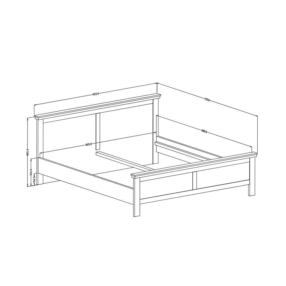 Landhaus Doppelbett Heyados in Weiß mit 35 cm Einstiegshöhe