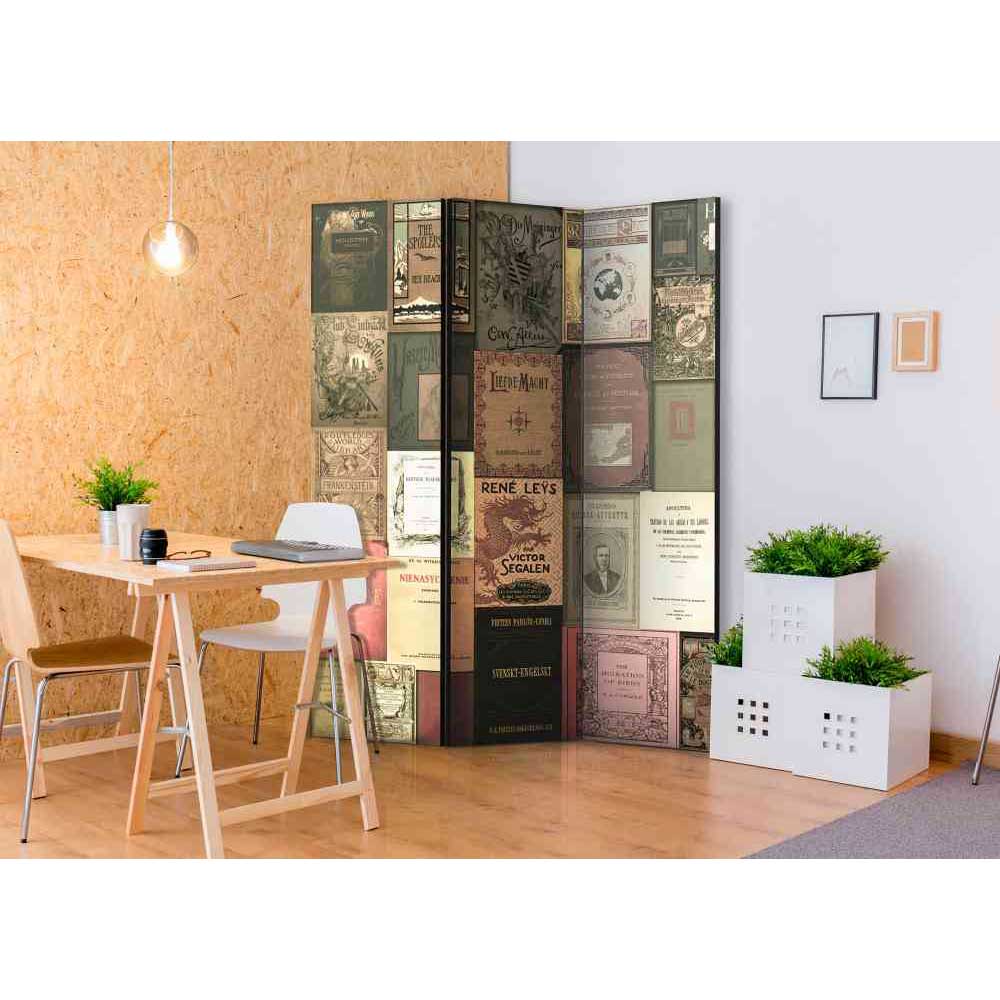 Spanische Wand Yanitas im nostalgischen Look mit Buchtitel Motiven