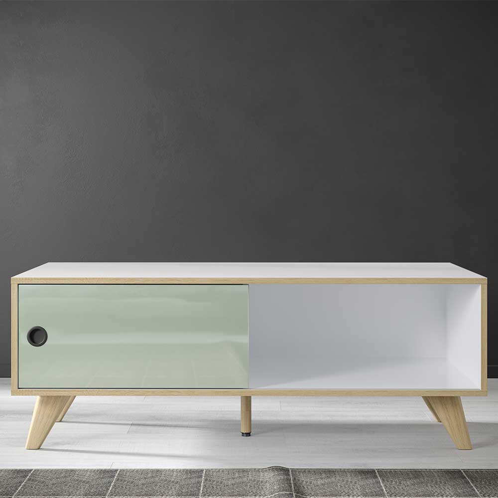 Skandi Design Couchtisch Zentry in Weiß und Mint 115 cm breit