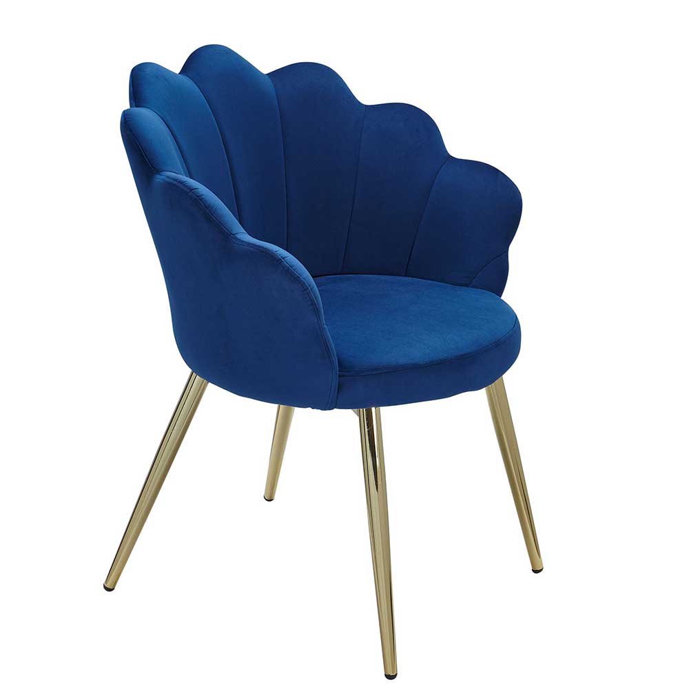 Design Esszimmerstuhl Ambrosso 48 Goldfarben cm Blau in breit und