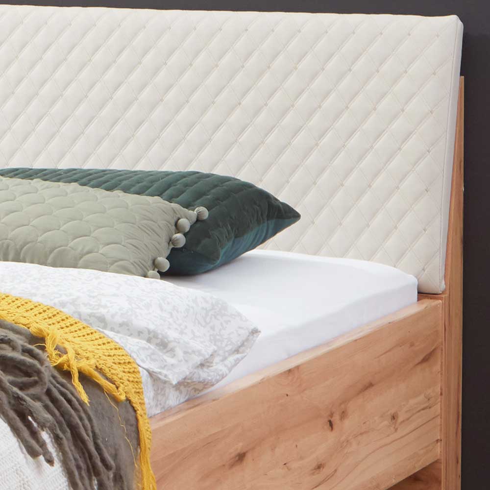 Design Komfortbett Jassena in Beige und Astkernbuche mit Nachtkommoden (dreiteilig)