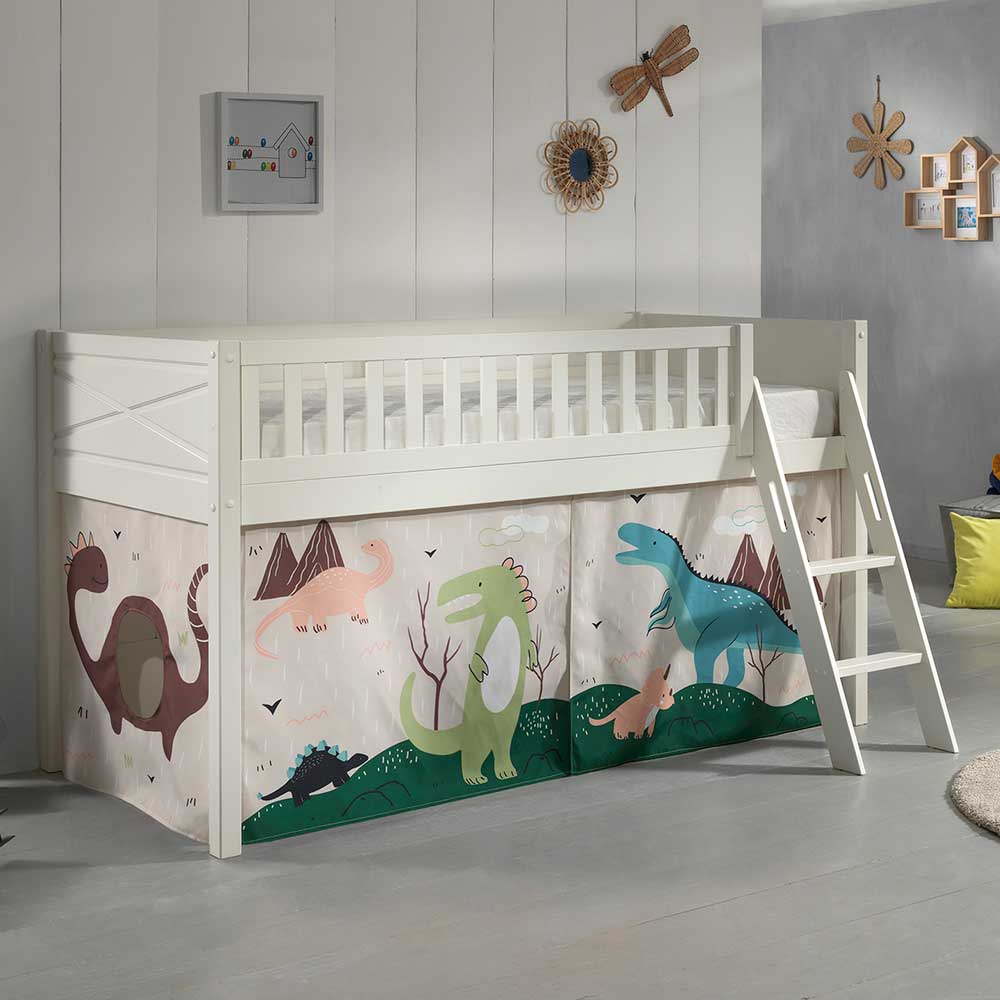 Kinderzimmer Bett Avenzas mit Dinosaurier Motiv inklusive Leiter