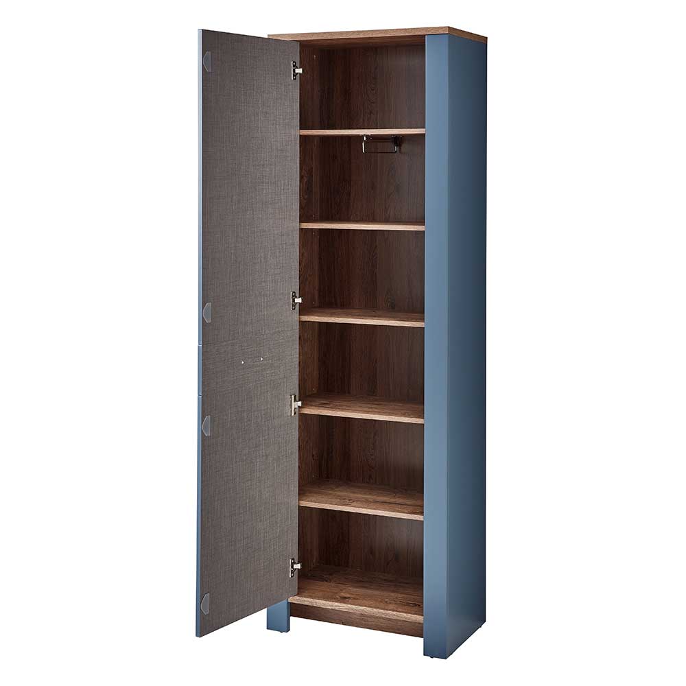 Landhausstil Flurschrank Fanci in Blau und Eiche dunkel NB