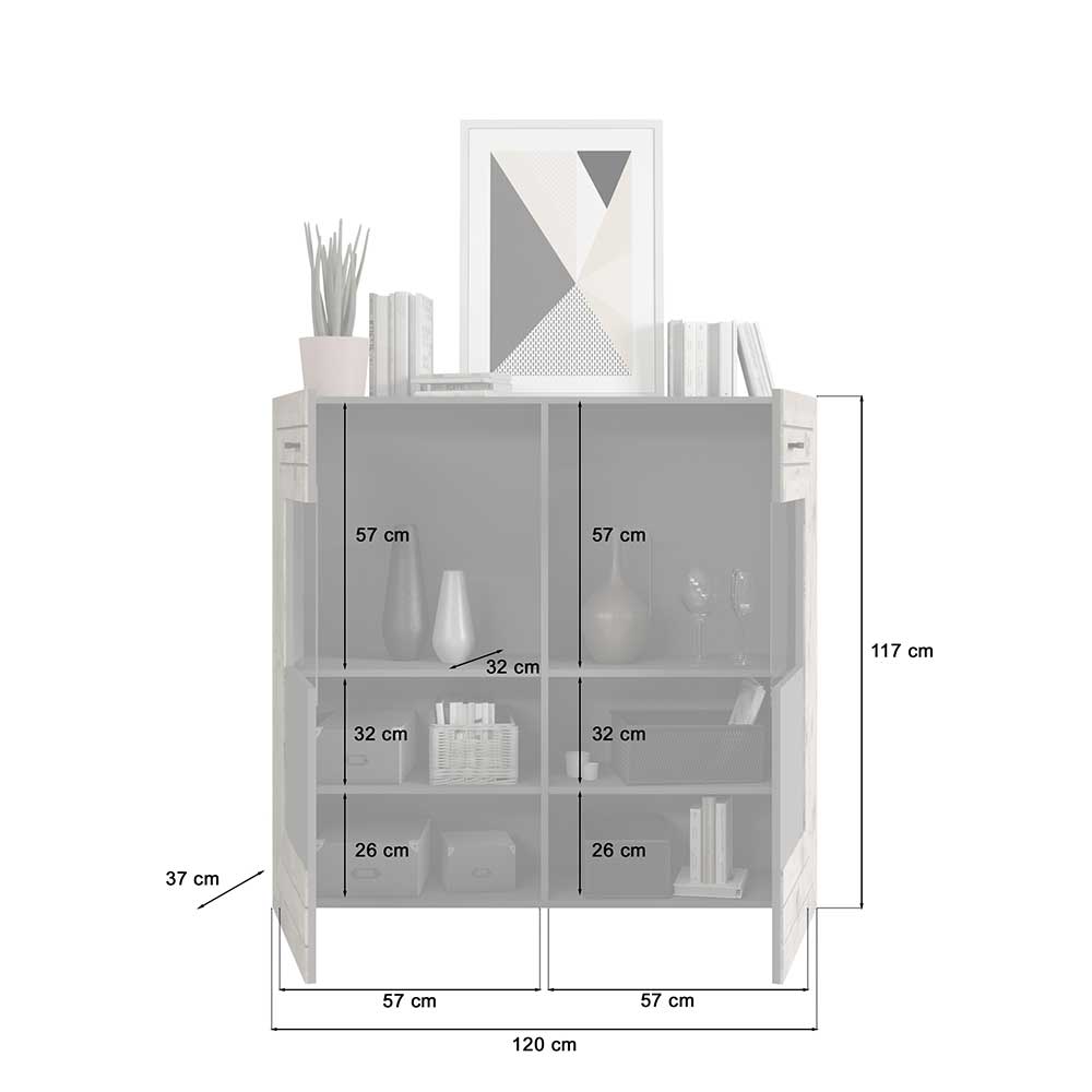 Wohnzimmer Anbauwand Contreros in Wildeichefarben und Grau (vierteilig)