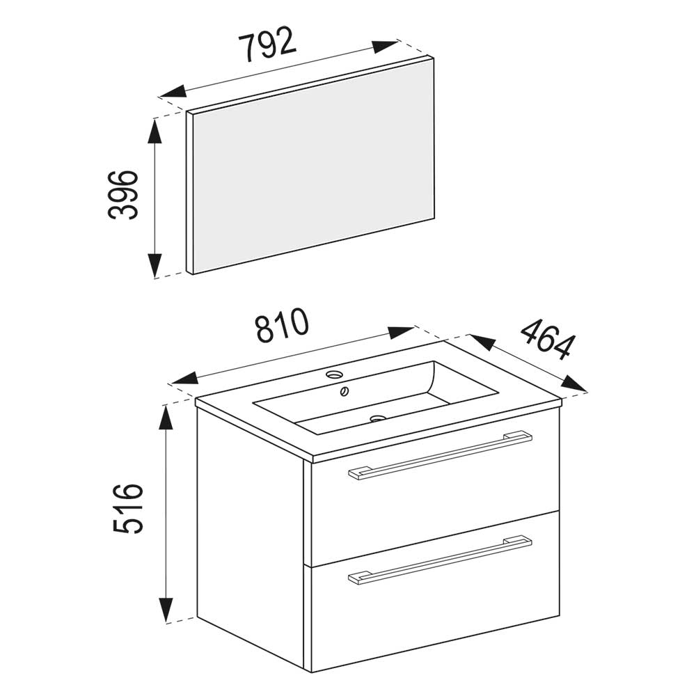 Badezimmermöbel-Set weiß Selami für die Wandmontage 150 cm hoch (dreiteilig)