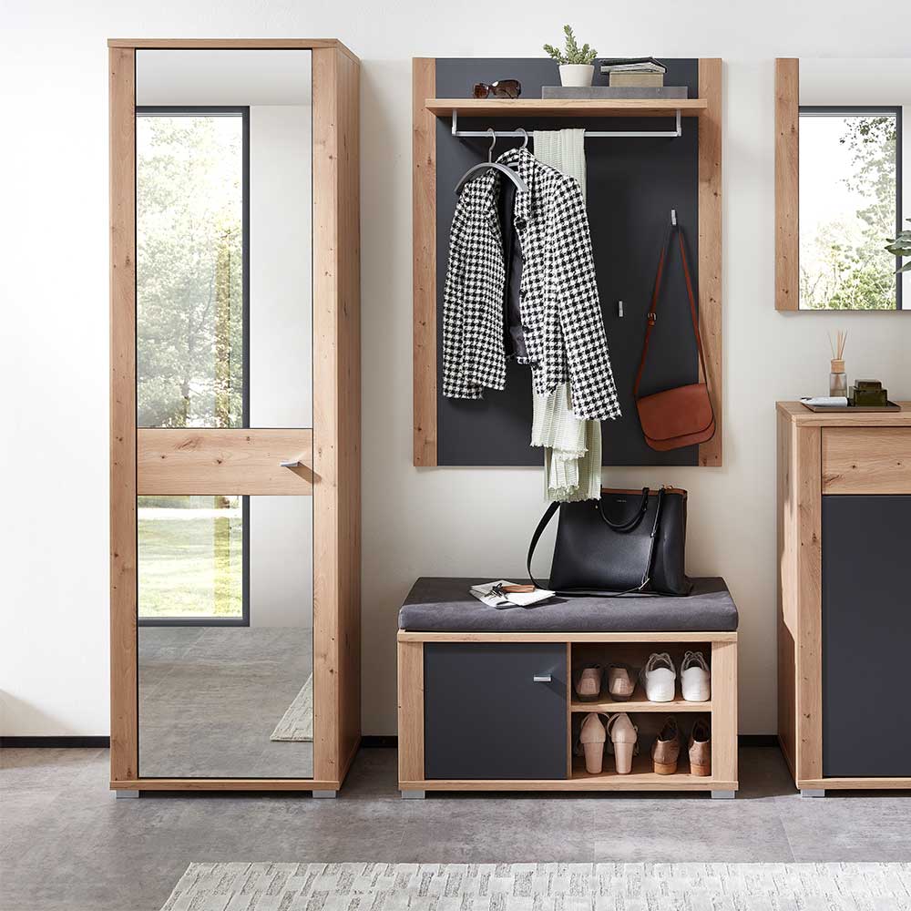 Dielenkleiderschrank Barossio mit Spiegeltür 58 cm breit