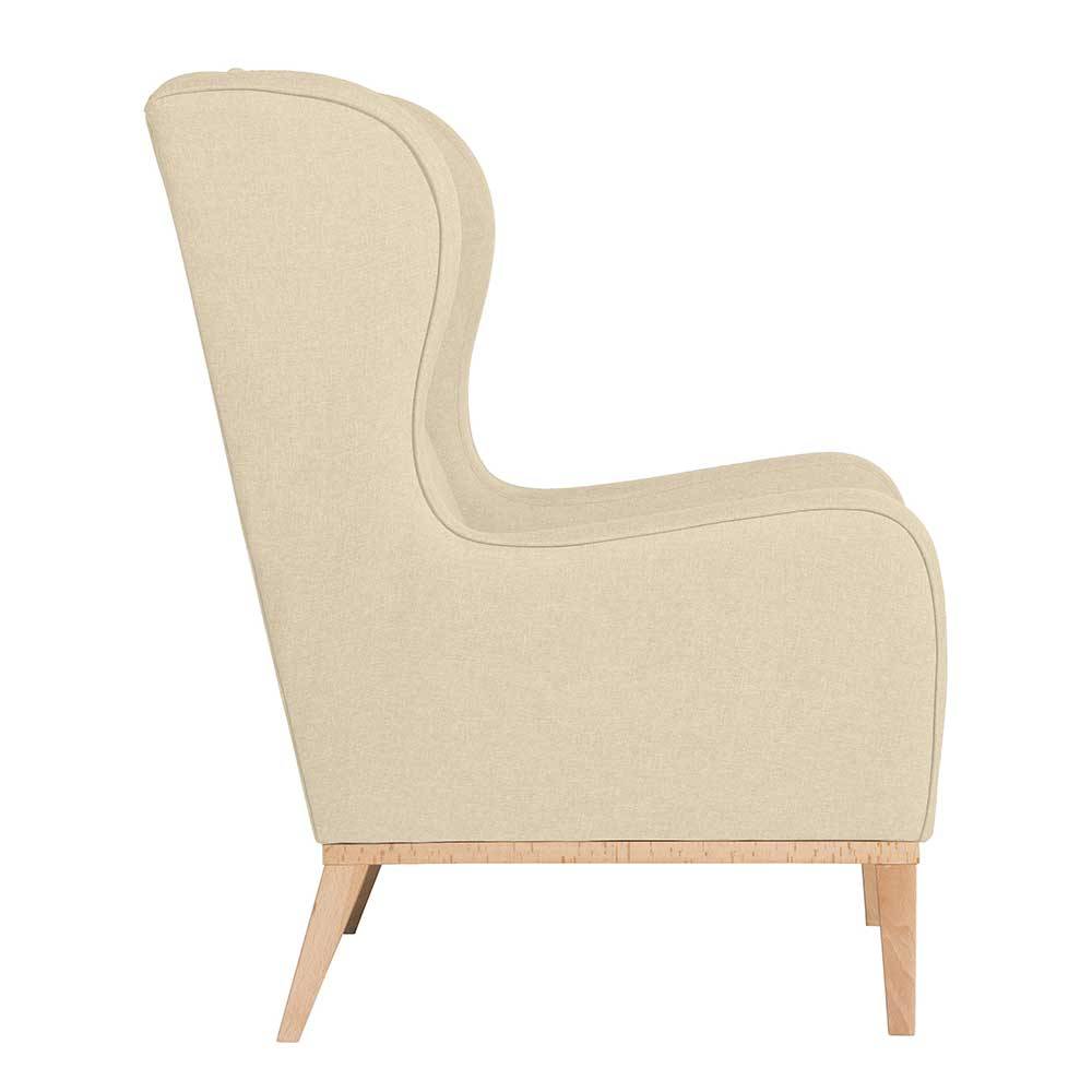 Polstersessel Beige Akura in modernem Design wahlweise mit Hocker