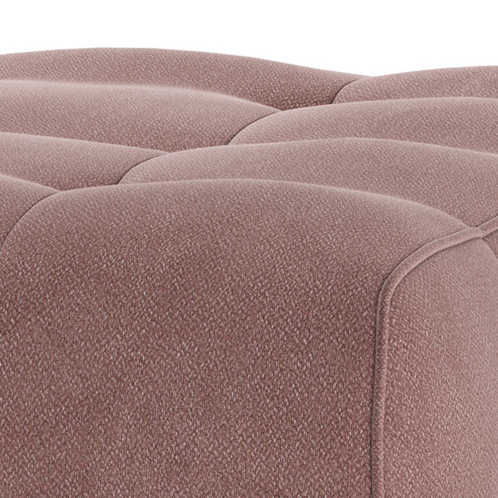 Webstoff Couchhocker Petrolina in Mauve mit Vierfußgestell aus Holz