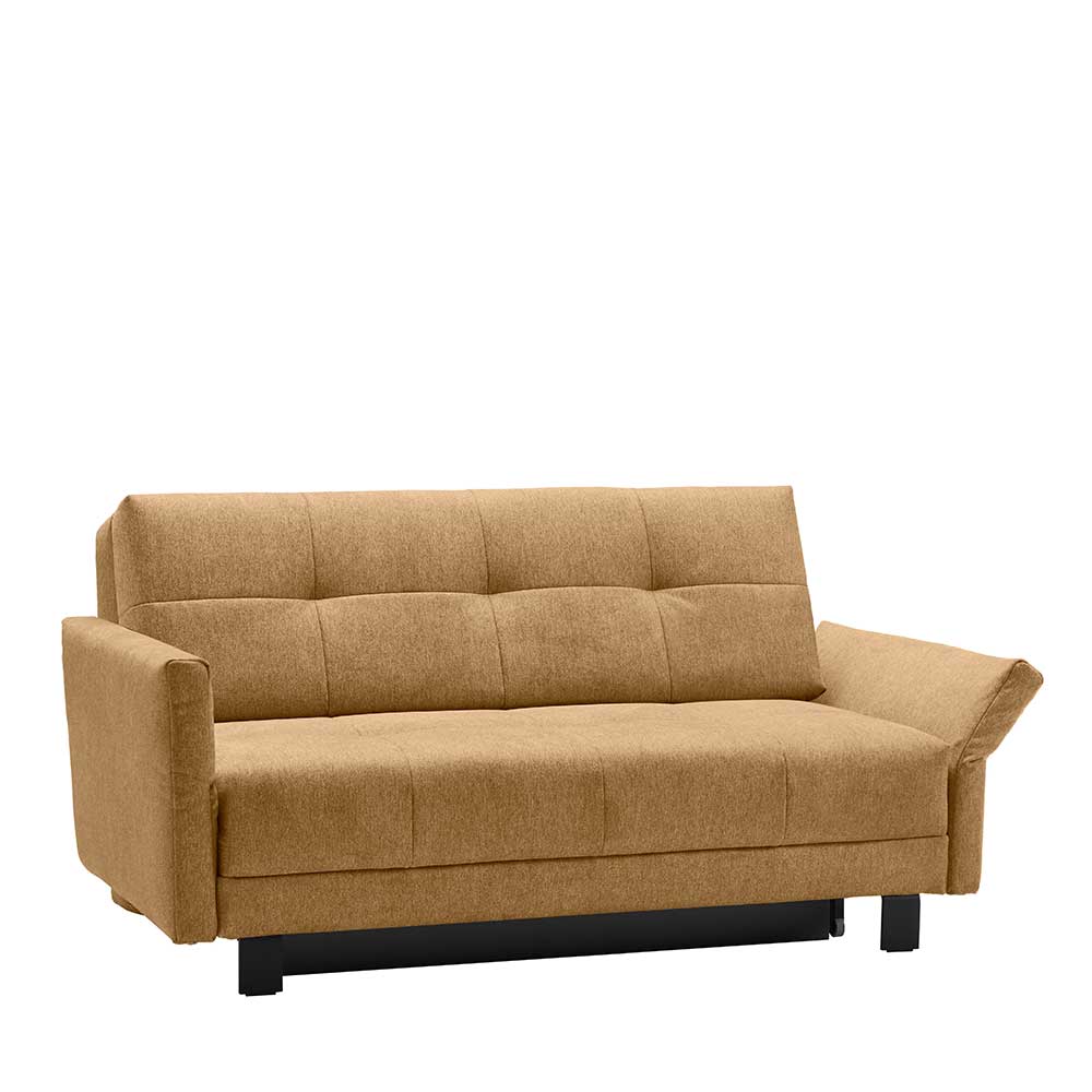 Gelbes Schlafsofa Nemphia mit Rücken Klappmechanik in modernem Design