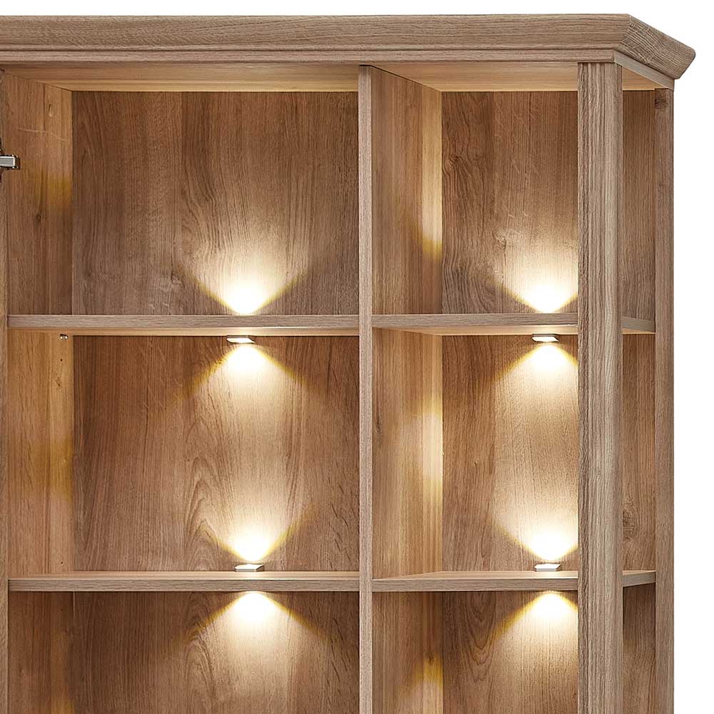 Schrankwand Wohnzimmer Sovi mit LED Beleuchtung vierteilig (vierteilig)