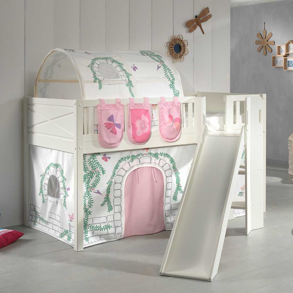 Kinderzimmer Bett Zilwan mit Schmetterling Motiv und Rutsche