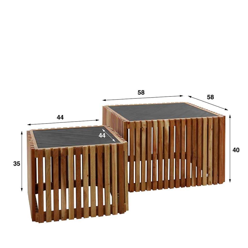 Wohnzimmer Tische Viviann mit Steinplatte 58 cm breit (zweiteilig)