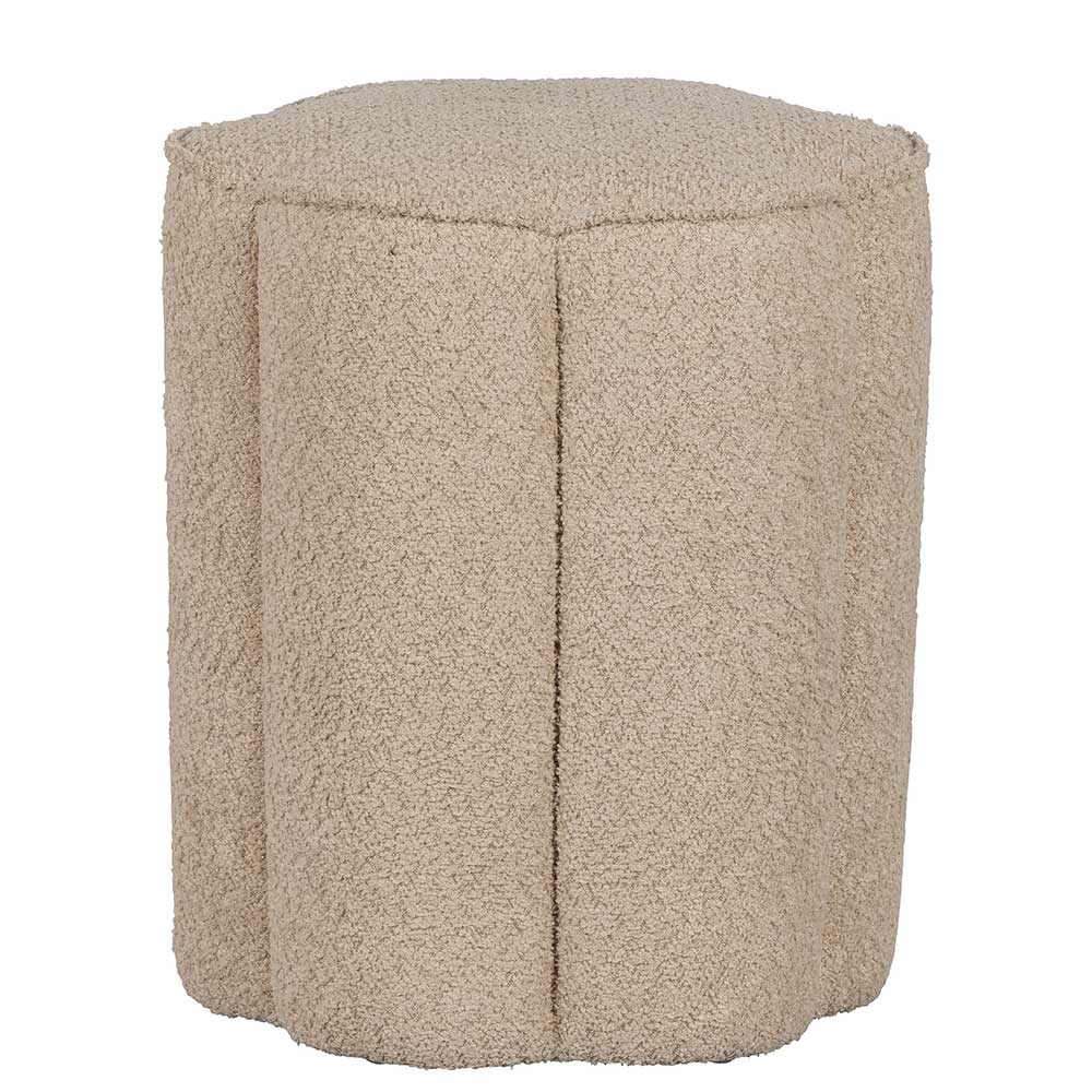 Zwei Hocker Jastrid in Beige aus Boucle Stoff (2er Set)