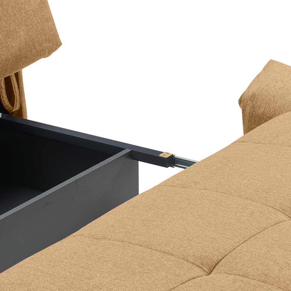 Gelbes Schlafsofa Nemphia mit Rücken Klappmechanik in modernem Design