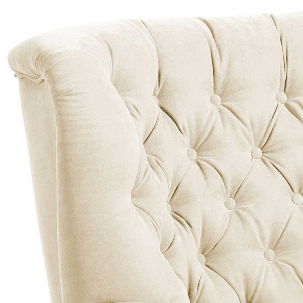 Cremefarbener Sessel Sonda im Chesterfield Look aus Velour