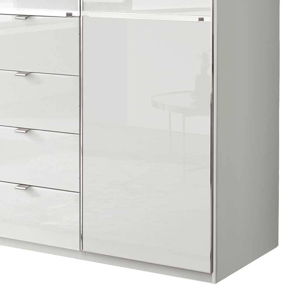 Kleiderschrank in Weiß Bean Front glasbeschichtet und 149 cm breit