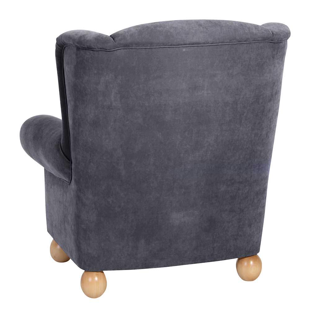 Sessel optional mit Hocker Ricana in Anthrazit aus Velour