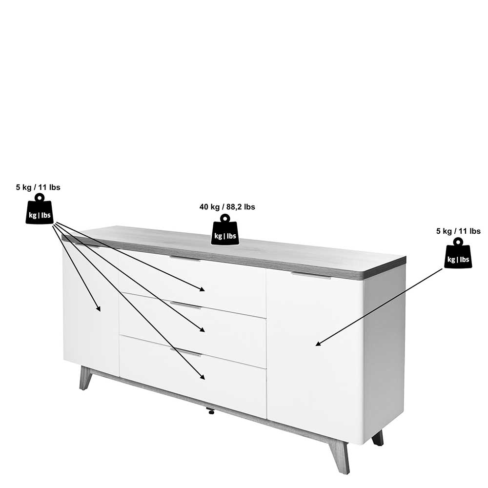 TV Sideboard Hajelua im Skandi Design 180 cm breit