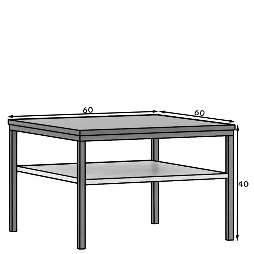 Couchtisch Balata in quadratischer Form mit Vierfußgestell