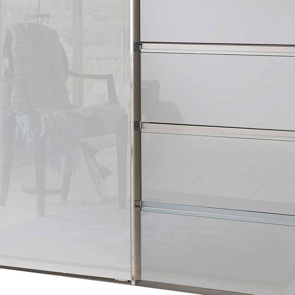 Schlafzimmerschrank Masabu in Weiß Front glasbeschichtet