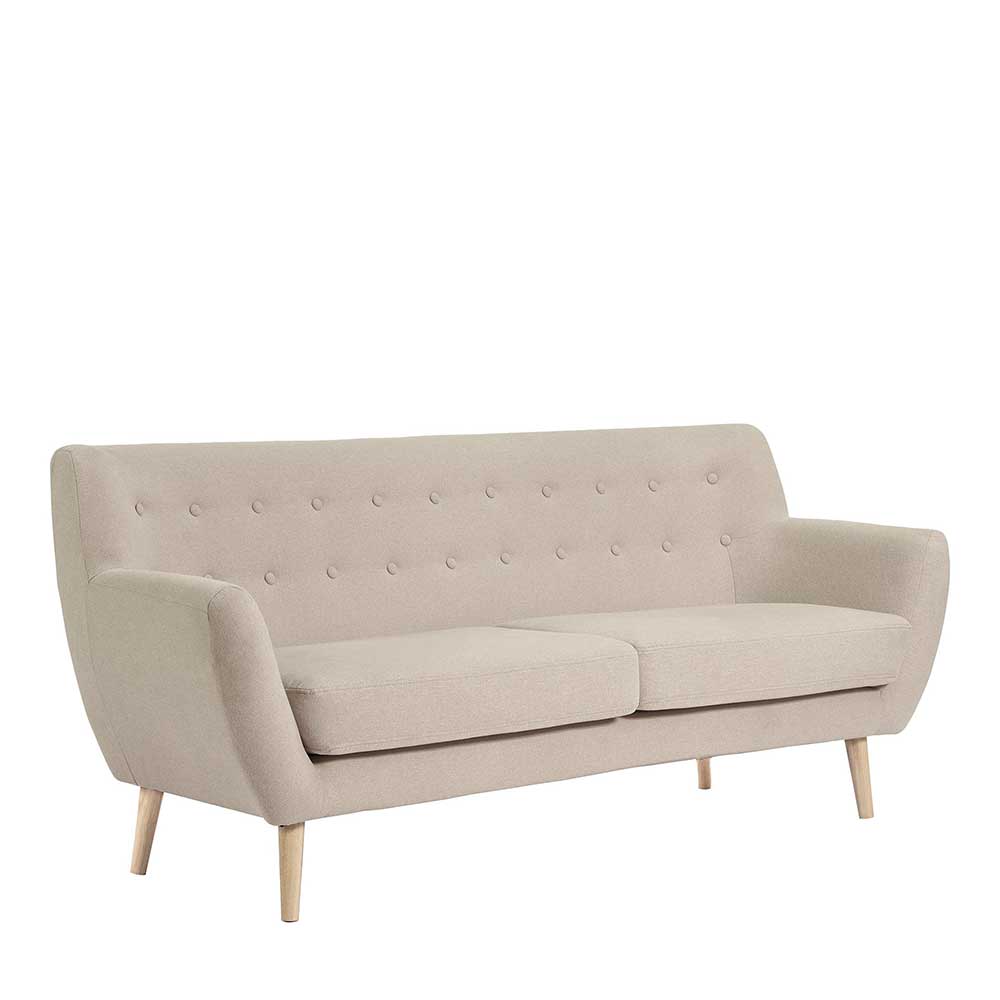 Sofa Dreamin in Beige mit Vierfußgestell aus Holz