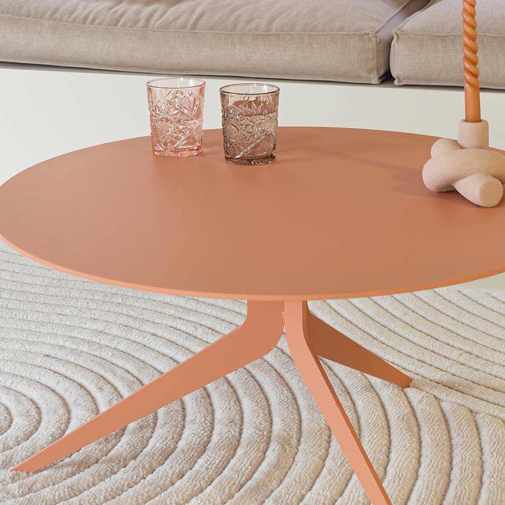 Couchtisch Camana mit runder Tischplatte in Terracotta