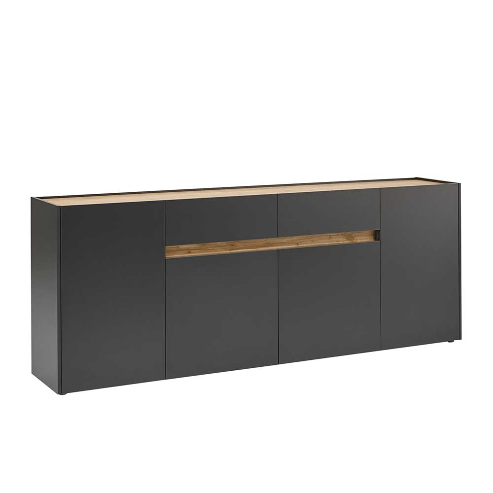 XL Sideboard Uzniana in Wildeichefarben und Anthrazit 4 Türen