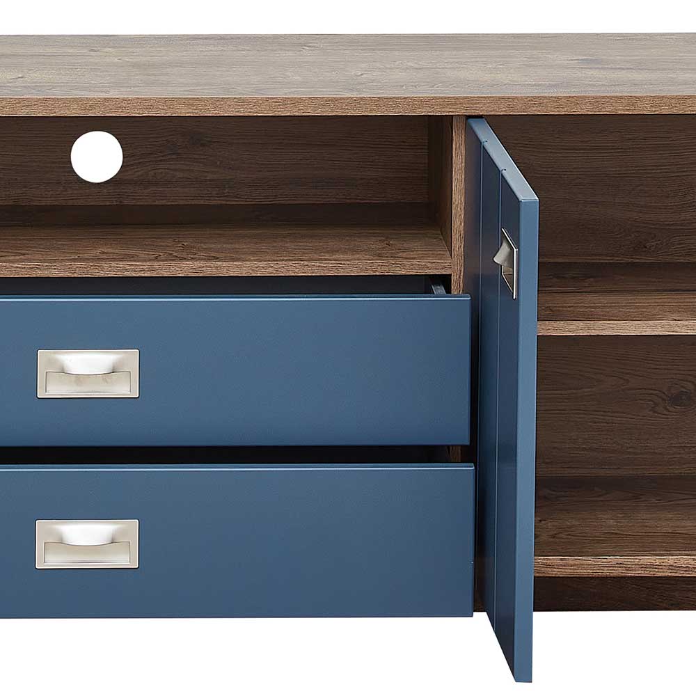 Landhausstil Fernseh Unterschrank Fanci in Blau 194 cm breit