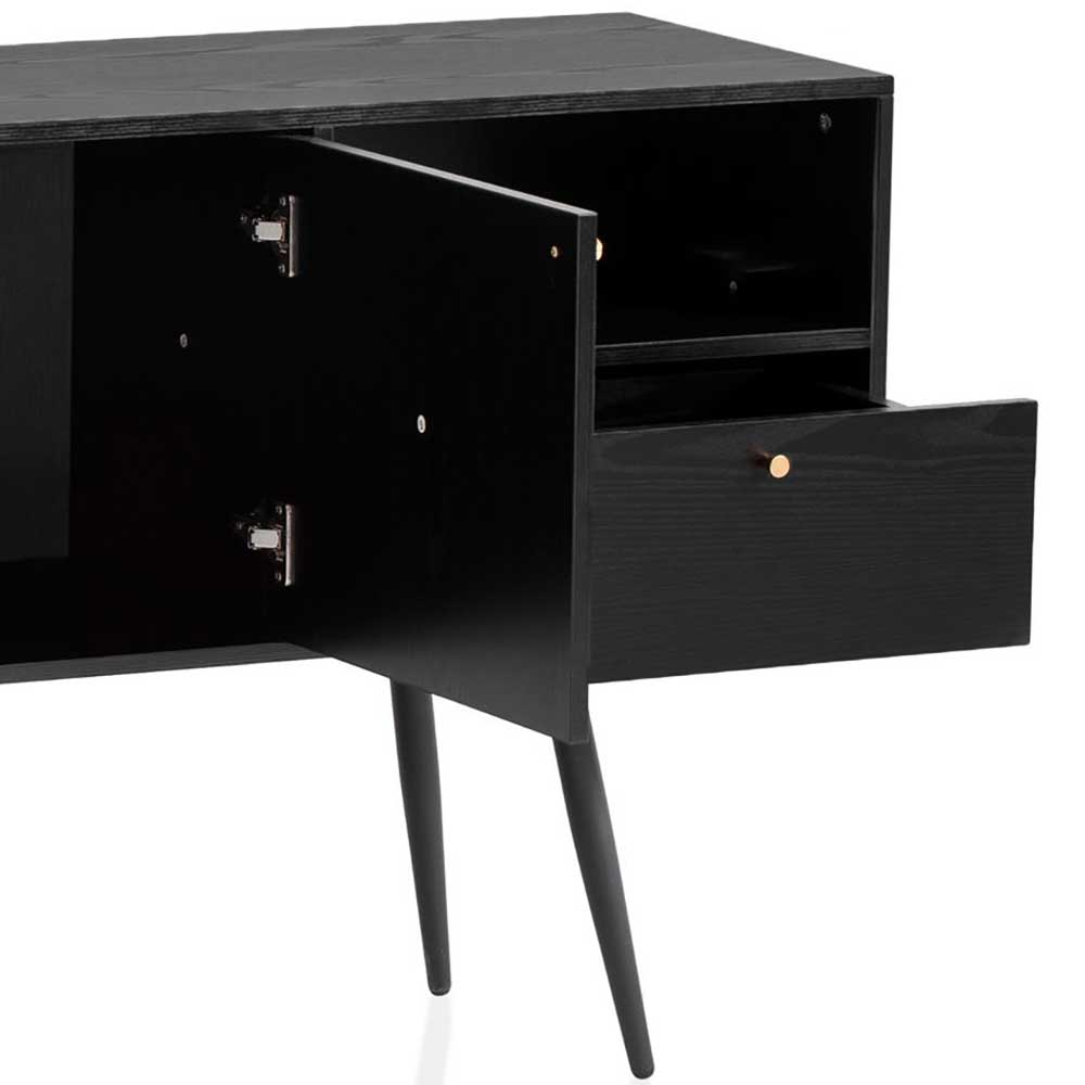 Sideboard Hammuel in Schwarz mit Metallgriffen