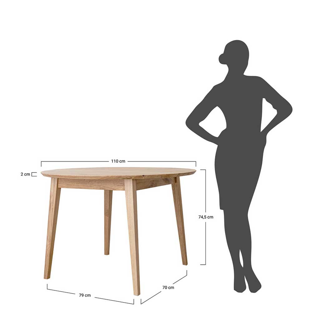 Esstisch Beato in runder Form aus Eiche Massivholz