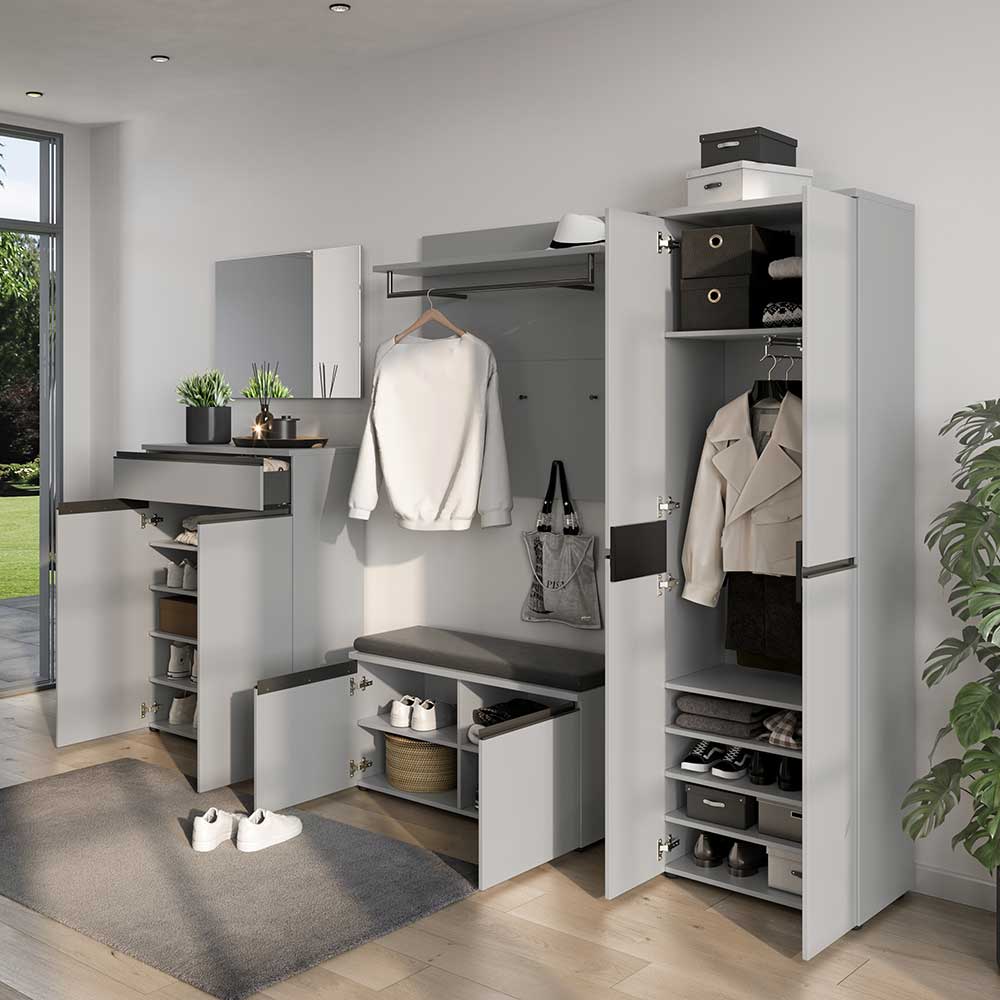 Flurgarderobe Set Tumeato melaminbeschichtet in modernem Design (fünfteilig)