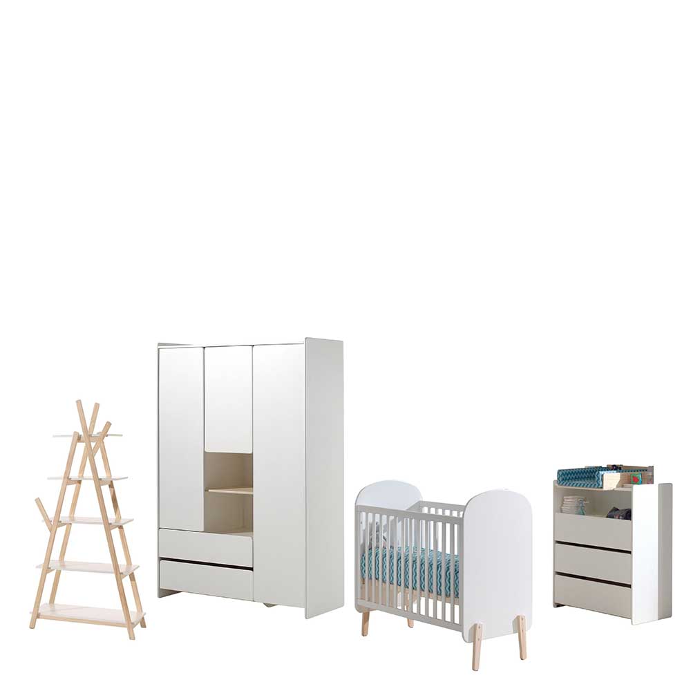 Modernes Babyzimmer Set Iliana in Weiß lackiert (vierteilig)