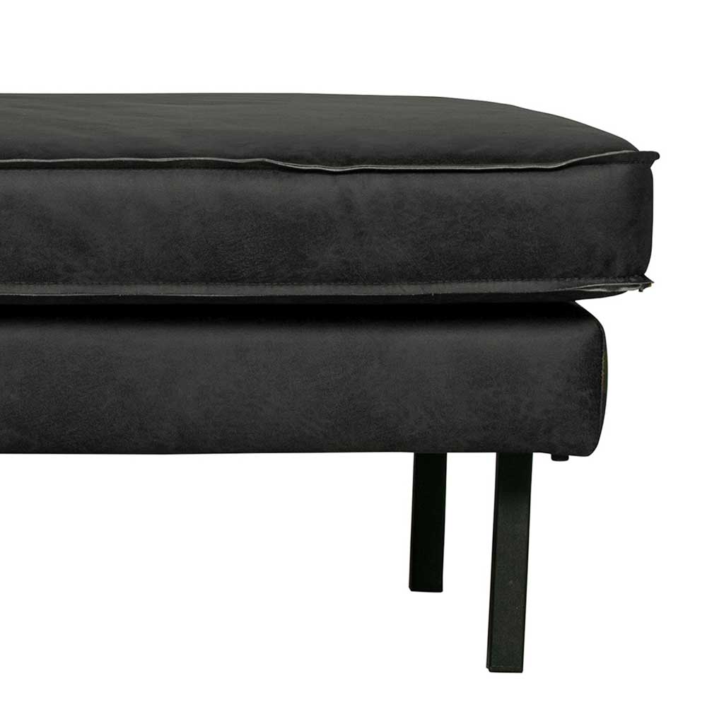 Retro Dreisitzer Sofa Lonzavez aus Recyclingleder Schwarz